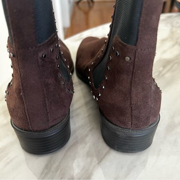 Charles & Keith Chocolate Brown Almond Toe Studded Chelsea Boots - Picture 5 of 9